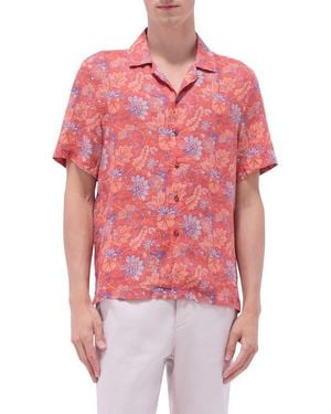 Bugatchi Jackson Floral Linen Camp Shirt - Red