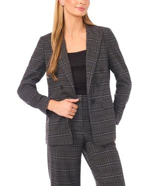 Halogen® Plaid Scrunch Sleeve Blazer - Gray