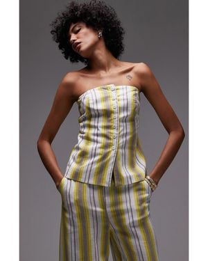 TOPSHOP Linen Yellow Stripe Bandeau Top - Multicolor