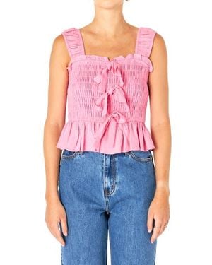 Endless Rose Bow Smocked Top - Pink