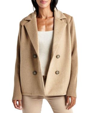 Splendid Singrid Double Breasted Wool Blend Jacket - Natural