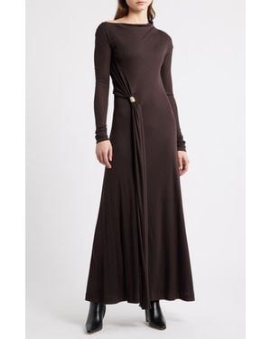 BOSS Evargo One-Shoulder Long Sleeve Gown - Black