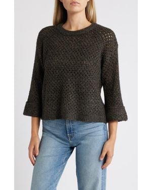 Wit & Wisdom Open Stitch Cuffed Sweater - Black