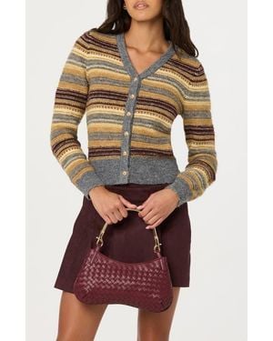 Astr August Stripe Cardigan - Red