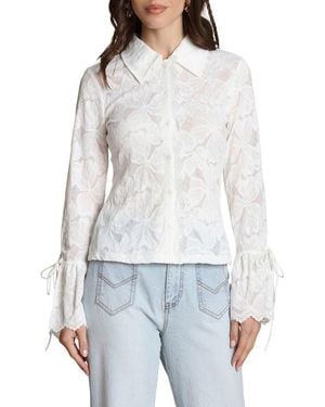 Avec Les Filles Flare Cuff Button-Up Shirt - White