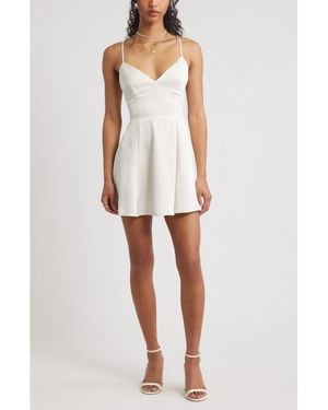 BP. Lace-Up Satin Minidress - White