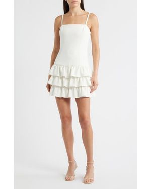French Connection Whisper Tiered Ruffle Minidress - White