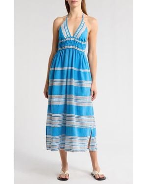 lemlem Gete Hand Woven Cotton Cover-Up Dress - Blue