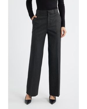 FRAME The Relaxed Pinstripe Straight Leg Pants - Black