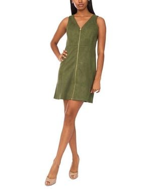 Halogen® Zip Front Sleeveless Minidress - Green