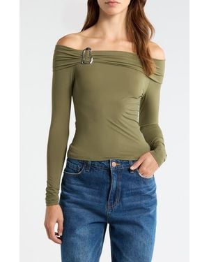 PacSun Lannie Hardware Off The Shoulder Top - Green