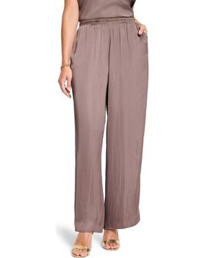 NIC+ZOE Wide Leg Satin Pants - Brown
