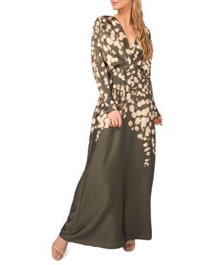 Parker Long Sleeve Satin Evening Gown - Natural