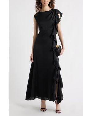 Chelsea28 Asymmetric Ruffle A-Line Dress - Black