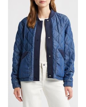 Bernardo Rib Trim Denim Quilted Liner Jacket - Blue