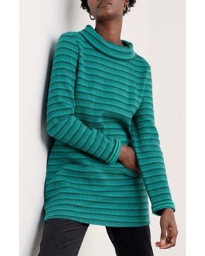 Seasalt Cornwall Mawgan Turtleneck Organic Cotton Tunic Top - Green