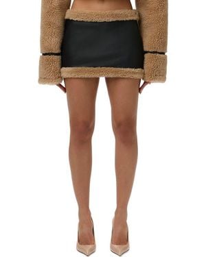 Naked Wardrobe Faux Shearling Miniskirt - Black