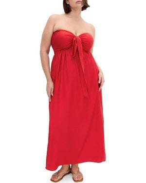 City Chic Peta Serene Convertible Strapless Maxi Dress - Red