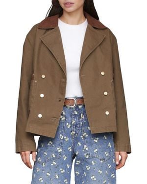 Avec Les Filles Cotton Twill Heritage Peacoat - Brown