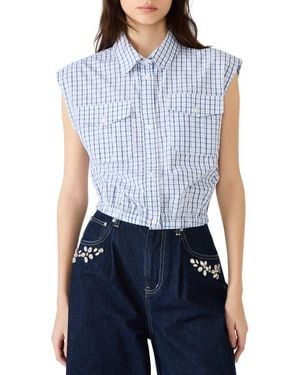 Steve Madden Scout Plaid Button-Up Shirt With Removable Tie - Blue