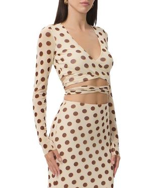 AFRM Halsey Wrap Mesh Crop Top - Natural