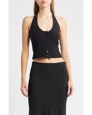 Bella Venice Mia Halter Crop Top - Black