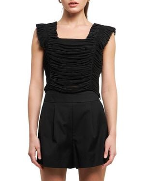 Endless Rose Ruffle Pleat Crop Tank - Black