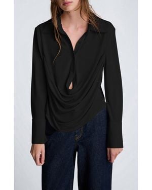 Kenneth Cole Drape Front Shirt - Black