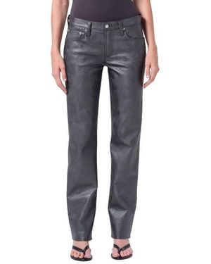 Agolde Slim Fit Recycled Leather Pants - Blue