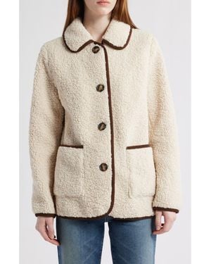 Bernardo Contrast Trim Faux Shearling Jacket - Natural