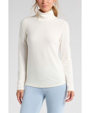 Zella Cozy Rib Mock Neck Top - White