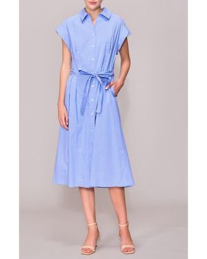 MELLODAY Cap Sleeve Shirtdress - Blue