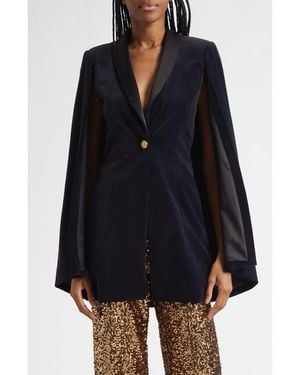Alice + Olivia Esther Velvet Cape Blazer - Black
