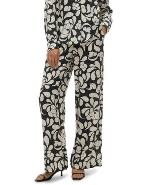 Vero Moda Gaja Print Wide Leg Pants - Black