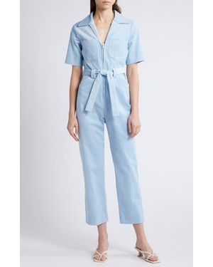 & Other Stories Zip Front Corduroy Jumpsuit - Blue