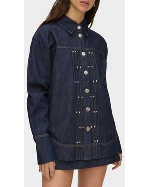 ALIGNE Fog Stud Detail Organic Cotton Denim Jacket - Blue