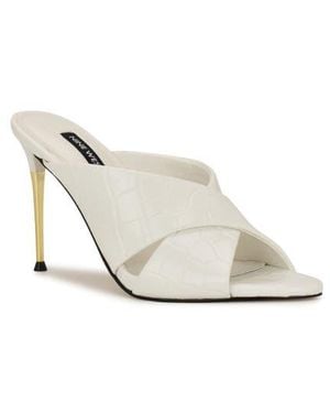 Nine West Sancie Croc Embossed Stiletto Sandal - White