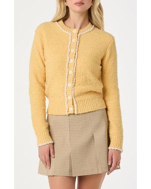 Astr Contrast Stitch Cardigan - Natural