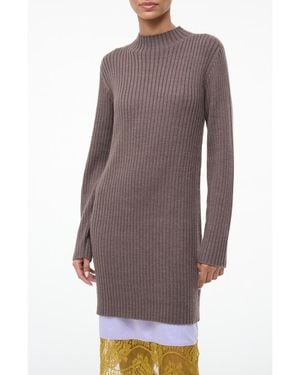 STAUD Willow Long Sleeve Wool Blend Sweater Dress - Brown