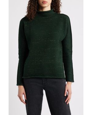 Frank & Eileen Monterey Stripe Cotton Funnel Neck Sweater - Black
