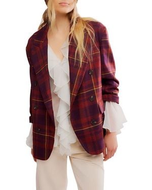 Free People Dean Double Breasted Blazer - Red