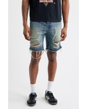 BBCICECREAM Bb Cadet Distressed Cutoff Denim Shorts - Blue