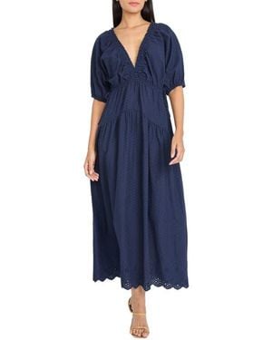 The Good Journey Blouson Sleeve Maxi Dress - Blue