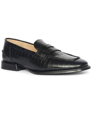 Saint G. Carla Croc Embossed Loafer - Black