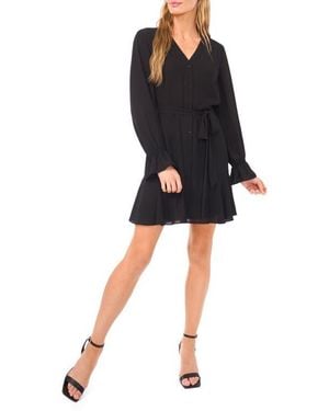 Cece Long Sleeve Georgette Dress - Black