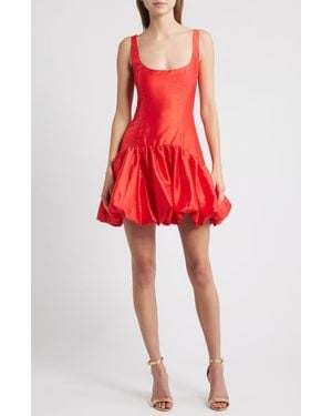 Hutch Sleeveless Drop Waist Bubble Hem Minidress - Red