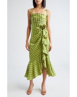 Cinq À Sept Camille Polka Dot Midi Dress - Green
