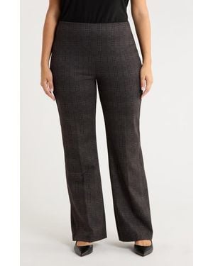 Lyssé Plaid High Waist Ponte Knit Pants - Black