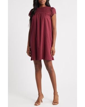 Charles Henry Pintuck Cotton Minidress - Red
