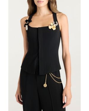 Cinq À Sept Aliana Brooch Detail Vest - Black